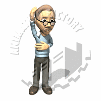 Man Rubbing Stomach And Patting His Head Animated Clipart