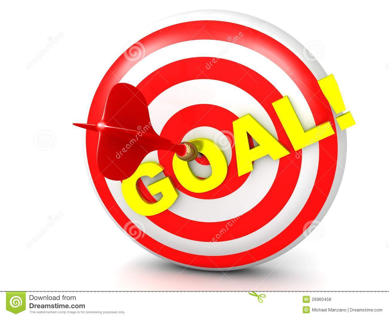     Of A Red Dart Hitting The Gold Target Goal On An Archery Target