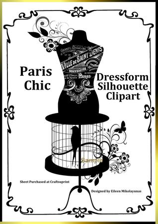 Paris Chic Boutique Birdcage Dressform Silhouette Clipart   Designer    
