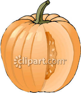 Pumpkin With A Slice Cut Out Royalty Free Clipart Picture