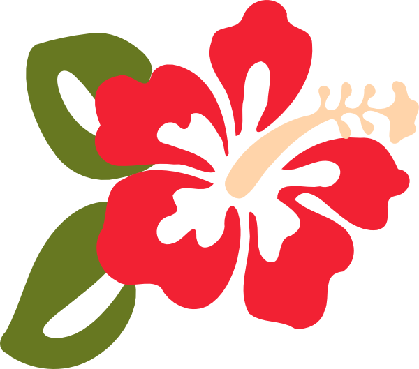 Red Hibiscus Two Leaves Clip Art At Clker Com   Vector Clip Art Online    