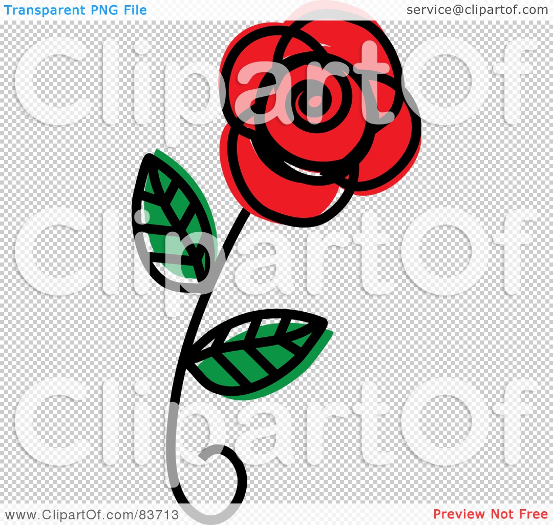 Royalty Free  Rf  Clipart Illustration Of A Single Red Rose Sketch