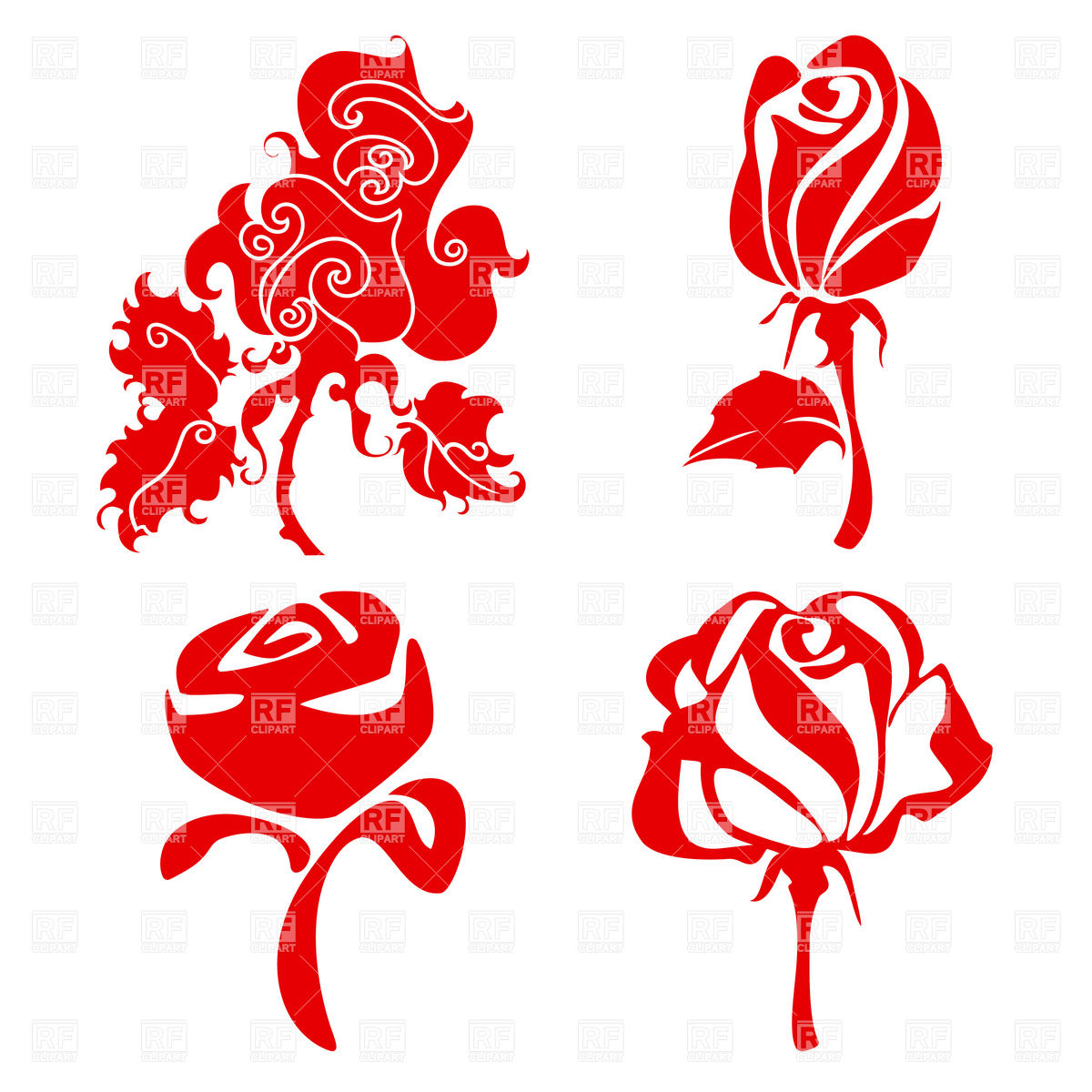 Simple Rose Flower Sketch In Different Styles Download Royalty Free    