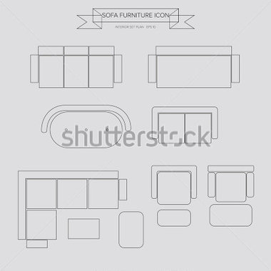     Sofa Furniture Outline Icon Top View For Interior Plan Vector Eps10