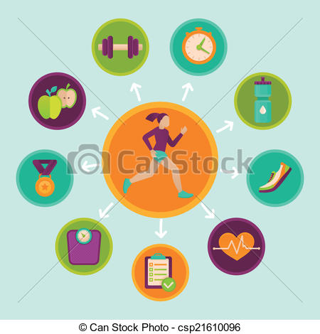 Vector Fitness Infographics Design Elements In Flat Style   Healthy    