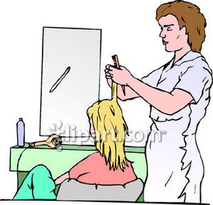 Woman Getting A Hair Cut   Royalty Free Clipart Picture