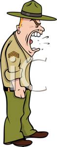 An Army Sergeant Shouting Orders   Royalty Free Clipart Picture