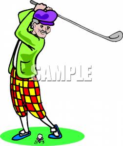 An Old Man Playing Golf Clip Art Image