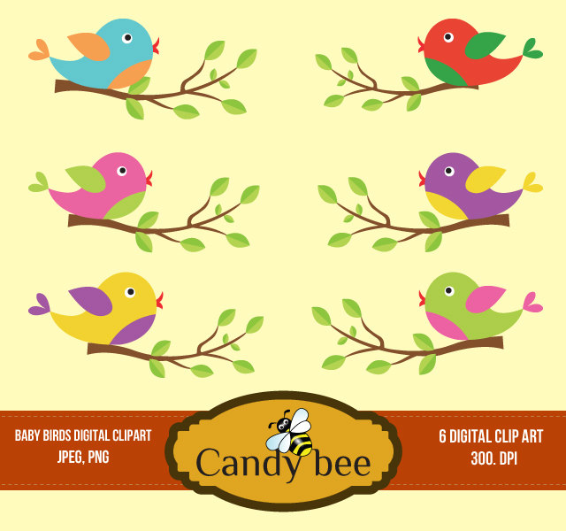 Bird Clipart Whimsical Cute Birdies Spring By Candybeedesigns