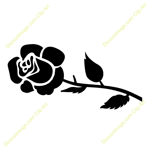 Clipart 12477 Rose With Stem   Rose With Stem Mugs T Shirts Picture    