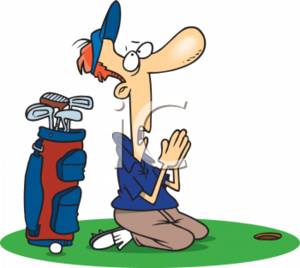 Clipart Illustration Of A Cartoon Man Praying For A Hole In One