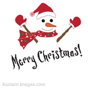 Description  Clip Art Of A Happy Snowman Wishing A Merry Christmas