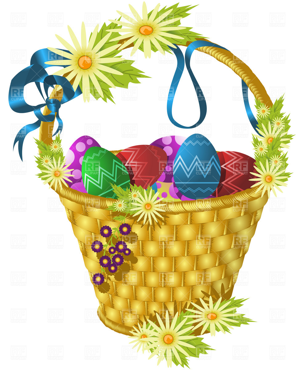 Easter Basket With Eggs And Flowers 4584 Holiday Download Royalty