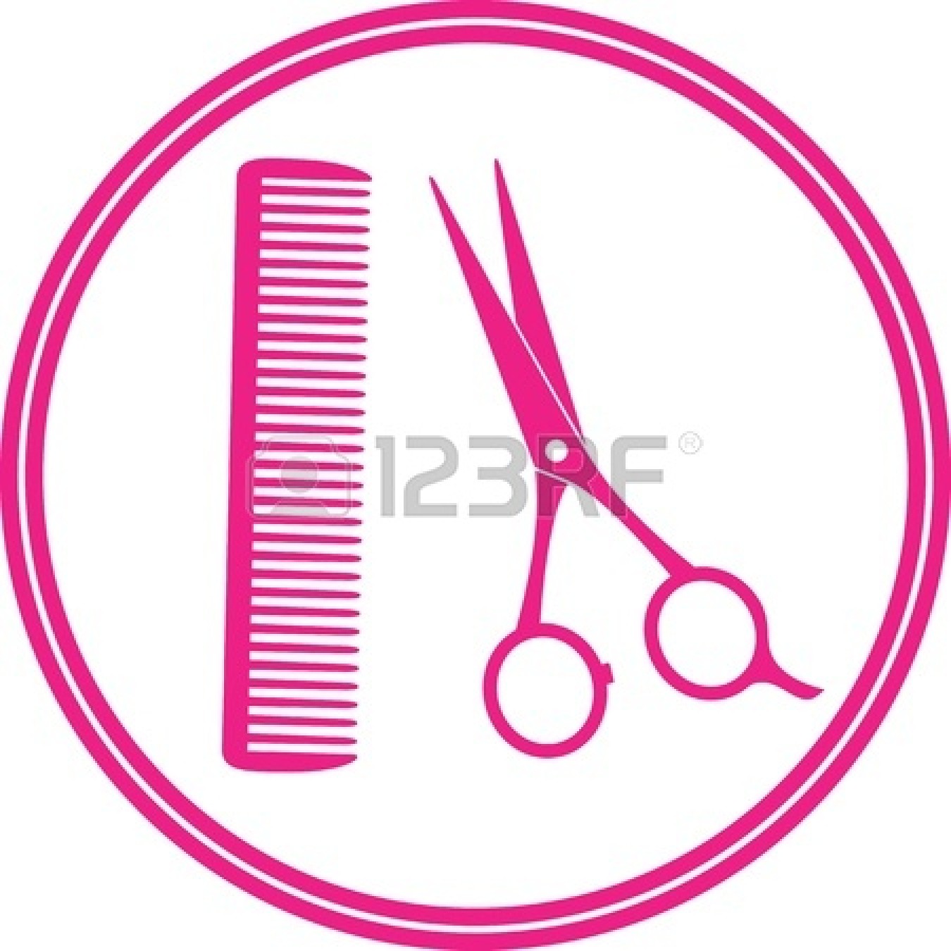 Hair Scissors And Comb 18087553 Round Icon Of Hair Salon With Scissors