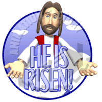 He Is Risen Text With Jesus Christ Animated Clipart