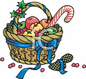 Holiday Fruit Basket   Royalty Free Clipart Picture