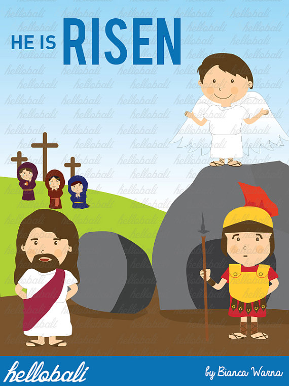 Jesus Risen Clipart  Sunday School Clip Art Cross Redemption Easter    
