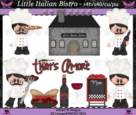 Little Italian Bistro Digital Clip Art Set   Instant Download