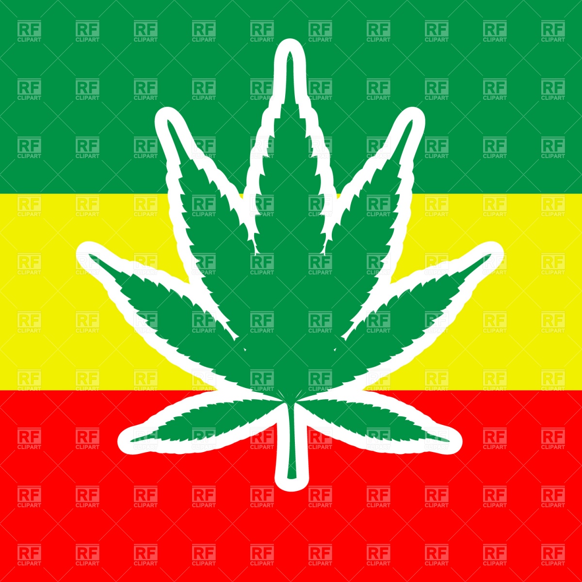 Marijuana Leaf And Jamaica Flag   Rastafari Symbols Signs Symbols