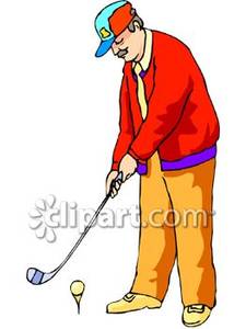 Old Man Playing Golf   Royalty Free Clipart Picture