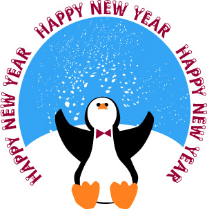 Penguin In Snow Happy New Year Clip Art