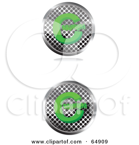 Rf  Clipart Illustration Of A Glowing Green Copyright Symbol Button
