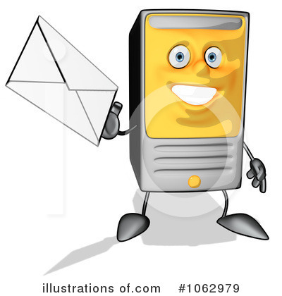 Royalty Free  Rf  Computer Tower Character Clipart Illustration By