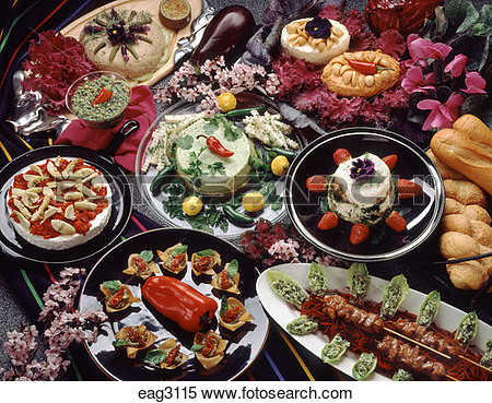 Stock Image   Tabletop Of International Hors D Oeuvres   Fotosearch