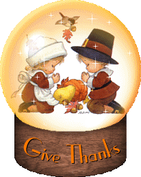 Thanksgiving Snow Globe   Praying Pilgrim Children Animated Gif  9058    