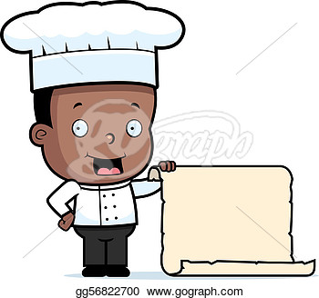 Vector Clipart   A Happy Cartoon Child Chef With A Large Menu  Vector