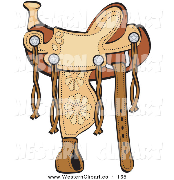 Vector Western Clip Art Of A Western Leather Saddle With Floral