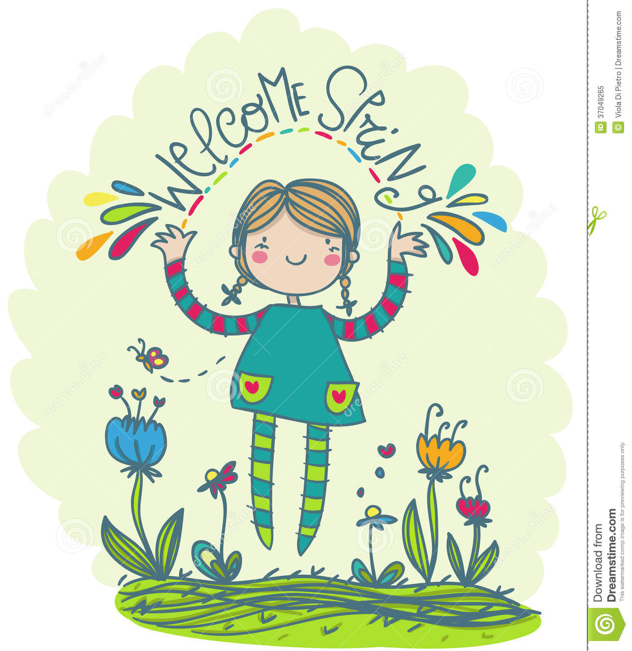 Welcome Spring Funny Illustration Royalty Free Stock Photo   Image