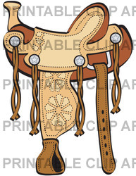 Western Leather Saddle With Floral Accents Clipart Illustration