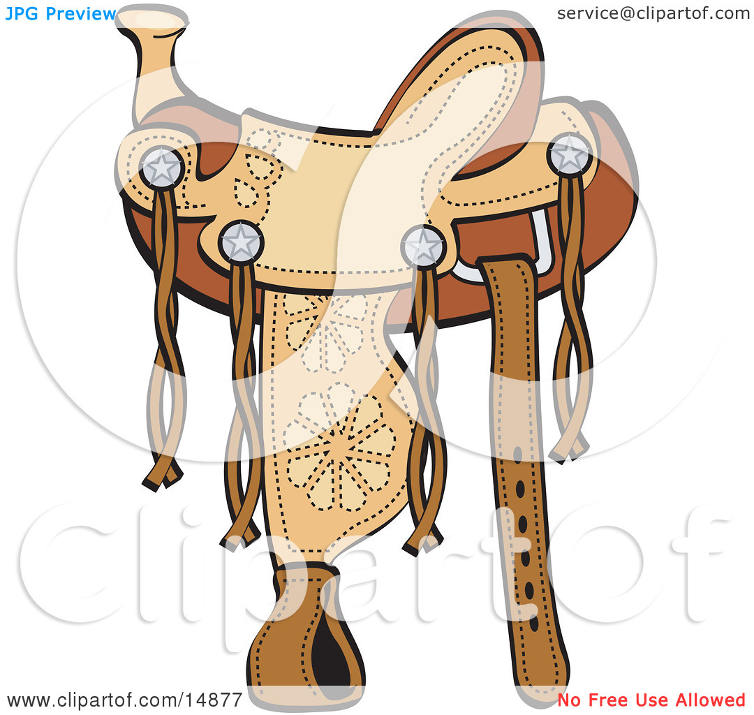 Western Leather Saddle With Floral Accents Clipart Illustration By