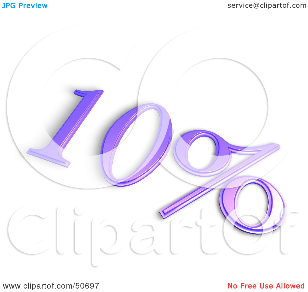 3d Clipart Illustration Of A Purple 3d 10 Percent Off Or Interest Sign
