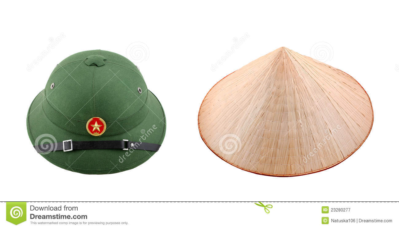 Bamboo Hat And Vietnamese Helmet Royalty Free Stock Photography    