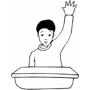 Boy Raising Hand Coloring Page Boy Raising Hand Download Now Png
