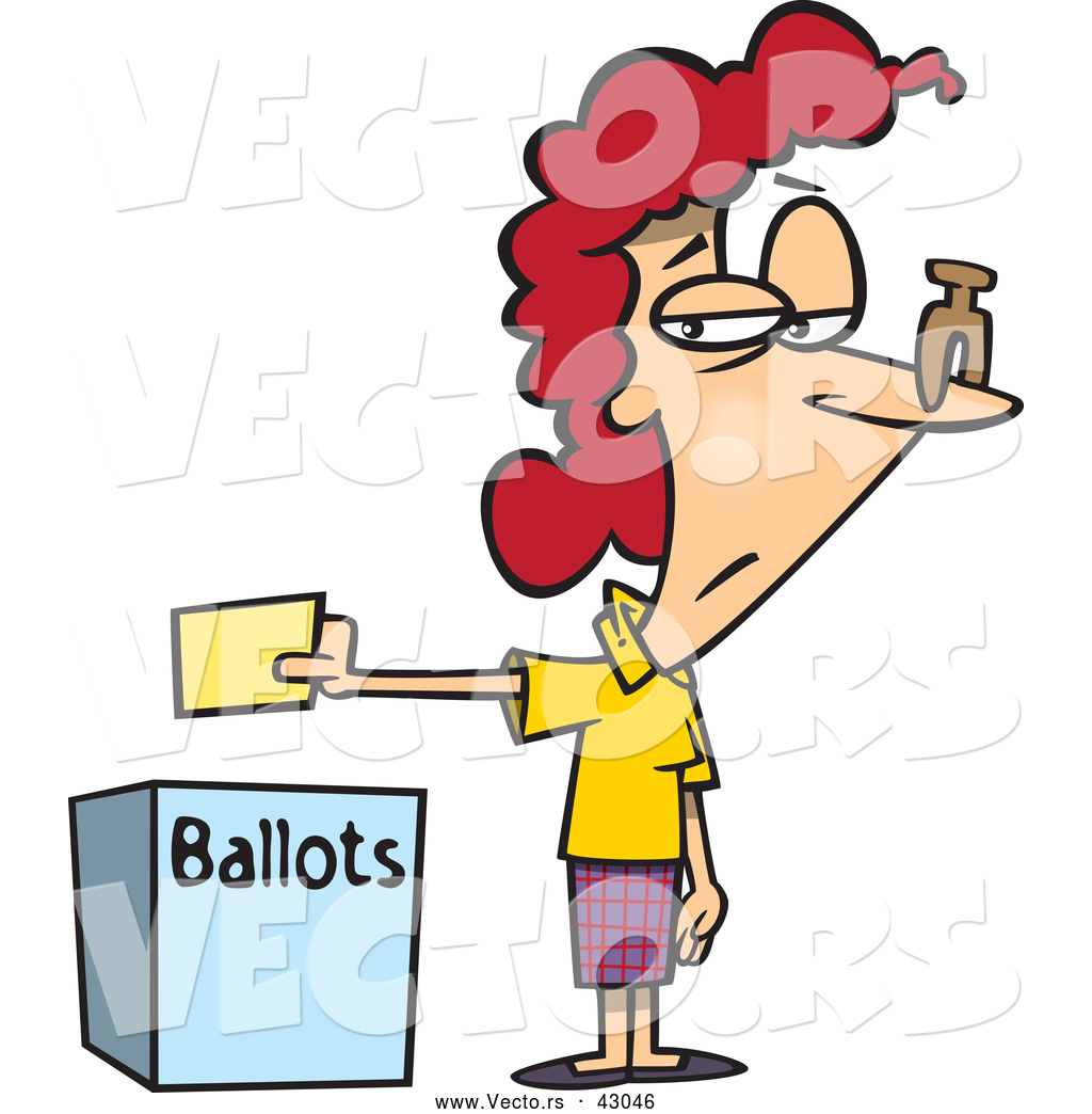 Cartoon Female Voter Dropping Off Her Ballot   This Stinks Voting
