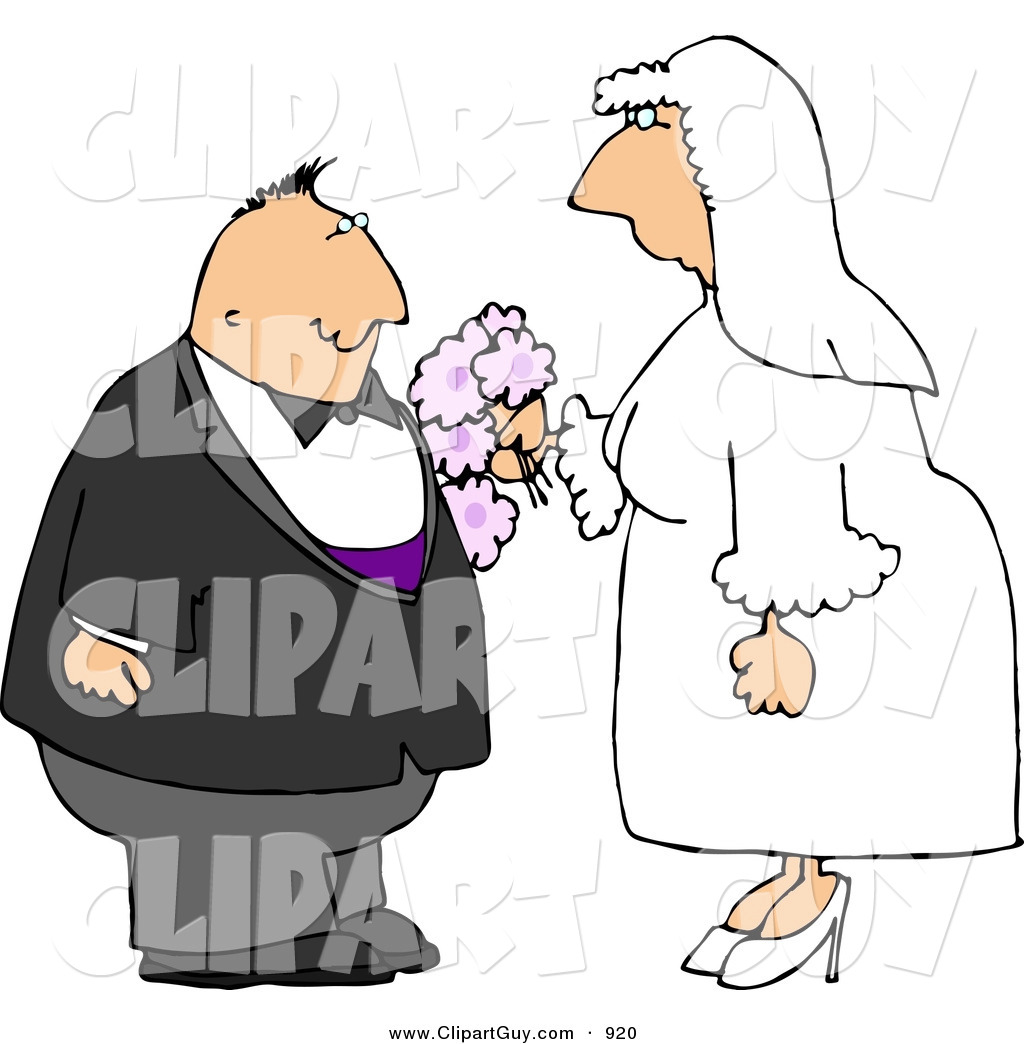 Clip Art Of A Happy Man And Woman Getting Married To Each Otherhappy    