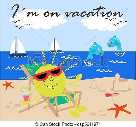 Clip Art Of Vacation   Im On Vacation Csp5611971   Search Clipart