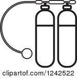 Clipart Of Black And White Diving Kit Oxygen Tanks Royalty Free Vector