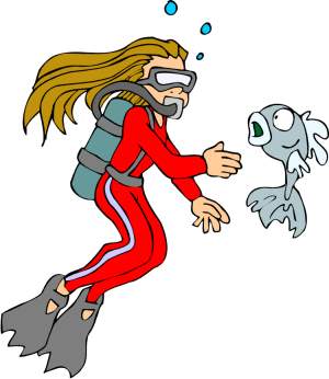 Clipart Picture Of This Female Cartoon Scuba Diver Underwater Making