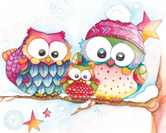 Cute Owls   Watercolor Owl Prints   Owl Artwork   Baby Painting