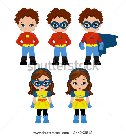 Cute Superhero Girl And Boy Vector Clip Art Set  Super Girl And Super