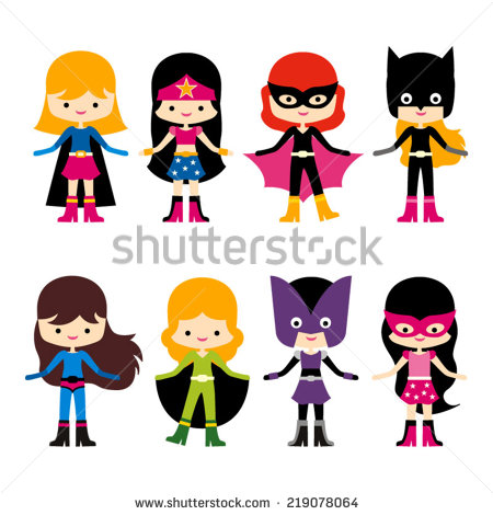 Cute Superhero Girl Vector Clip Art  Set Of 8   219078064    