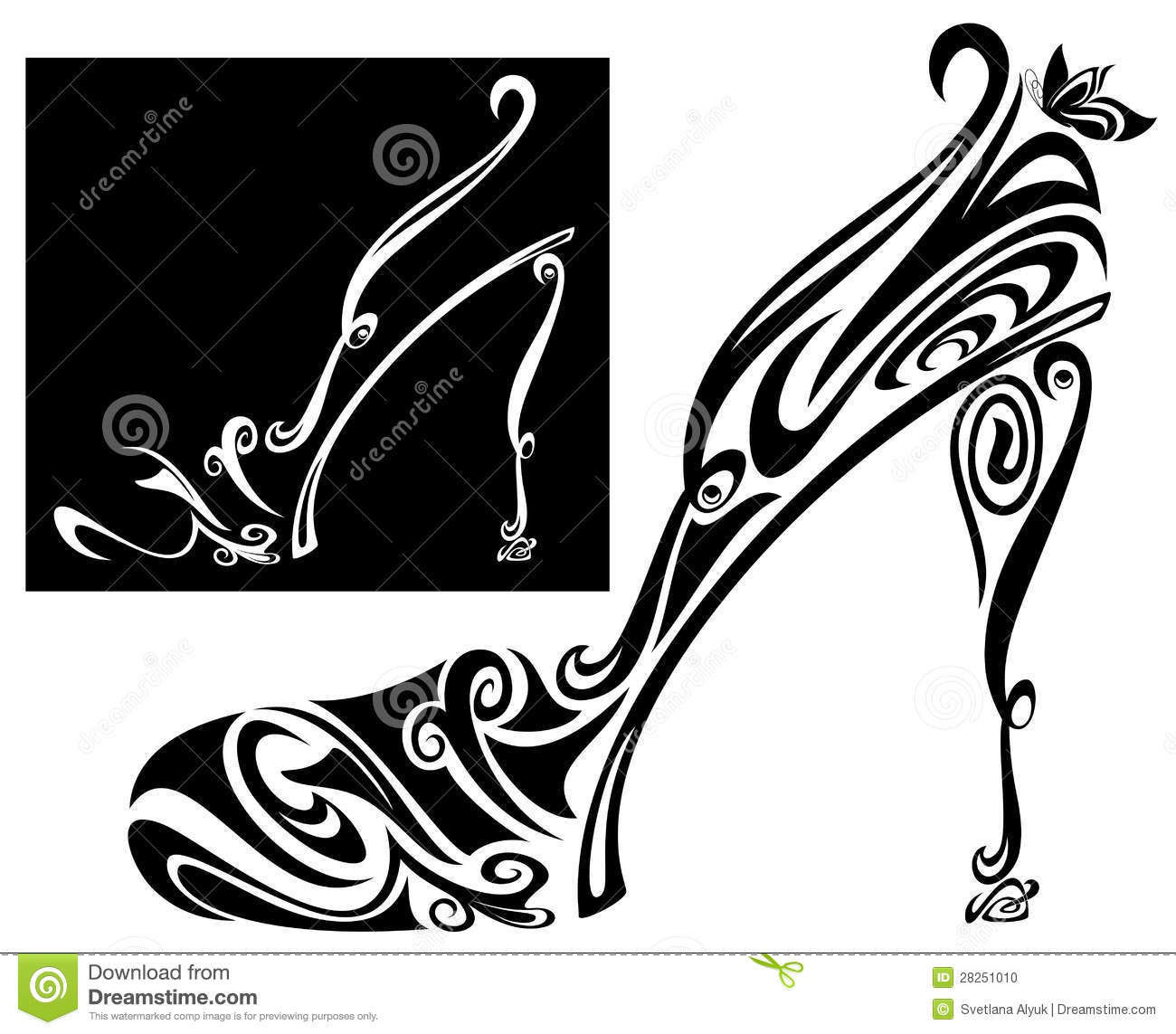 Elegant Shoe And Sandal Stylized Vector Illustration   Black And White