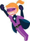 Flying Pink Cute Superhero Girl Iso   Clipart Graphic