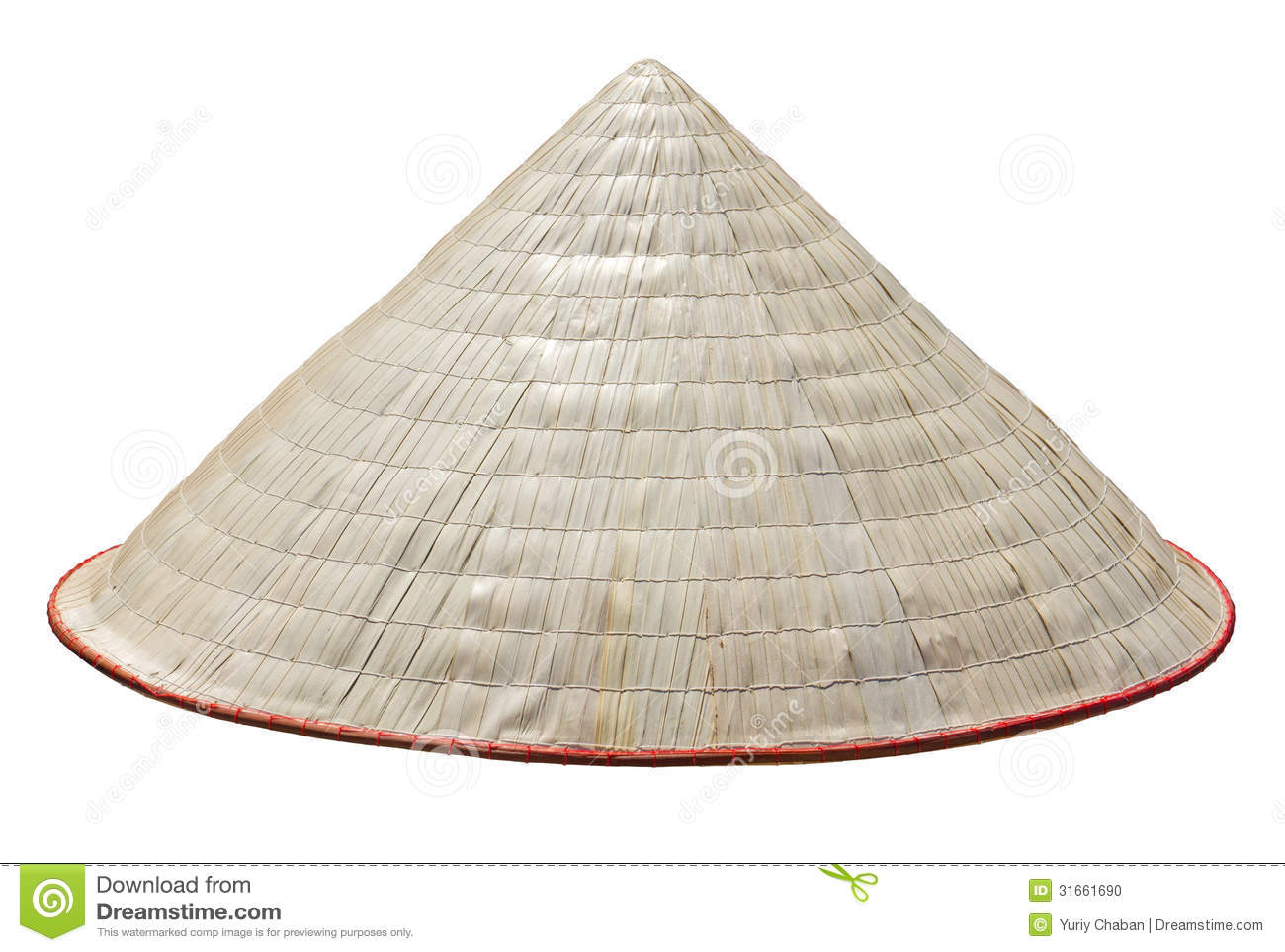 Old Traditional Vietnam Straw Hat Isolated On White  Clipping Path    