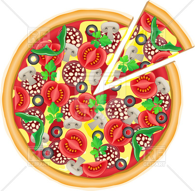 Pizza And Slice Top View Download Royalty Free Vector Clipart  Eps