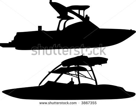 Pontoon Boat Silhouette Clipart